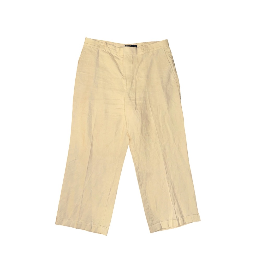 Polo Ralph Lauren Hemp Pants Women 16 Cream Straight Leg Sustainable Luxury